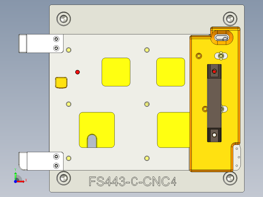 FS443-C笔记本CNC工装夹具三维模型-CNC4-190725前视图