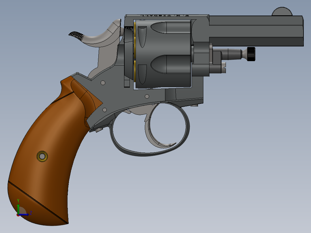手枪左轮冲锋枪老式狙击步枪设计3D图纸british-bulldog-revolver-1 5 STP SW左视图