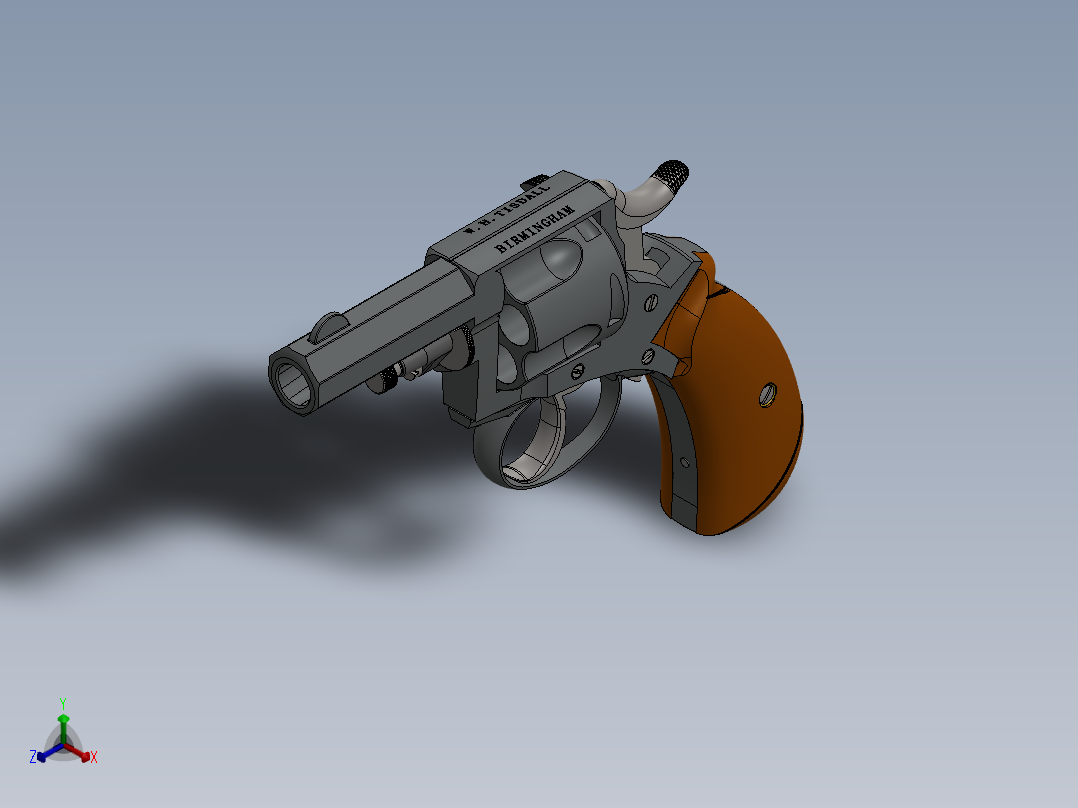 手枪左轮冲锋枪老式狙击步枪设计3D图纸british-bulldog-revolver-1 5 STP SW正等轴测图