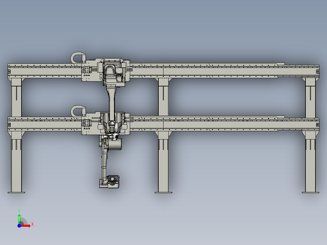 悬挂式机器人轨道行走装置前视图