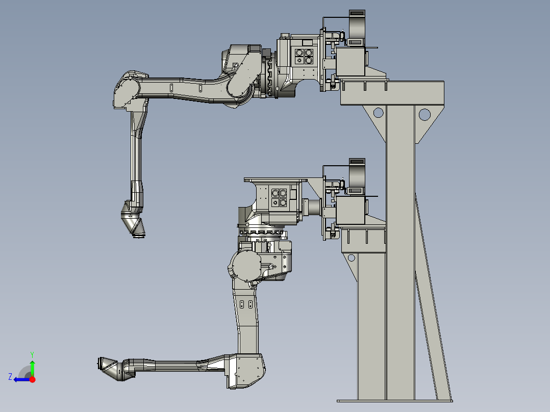 悬挂式机器人轨道行走装置右视图