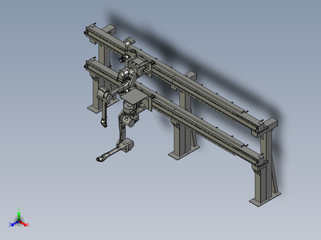 悬挂式机器人轨道行走装置正等轴测图