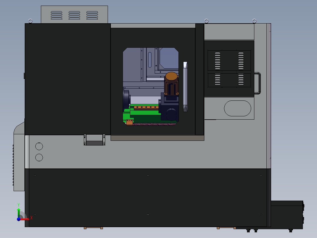 数控车床钣金护罩设计模型前视图
