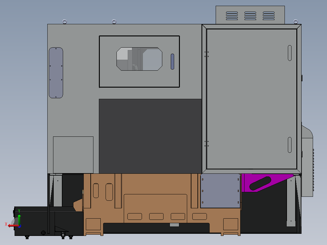 数控车床钣金护罩设计模型后视图
