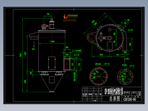 CBF200-00回转反吹扁袋除尘器总装图