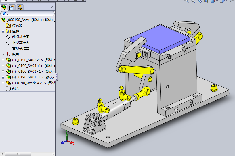 M25工件2处同时夹紧机构