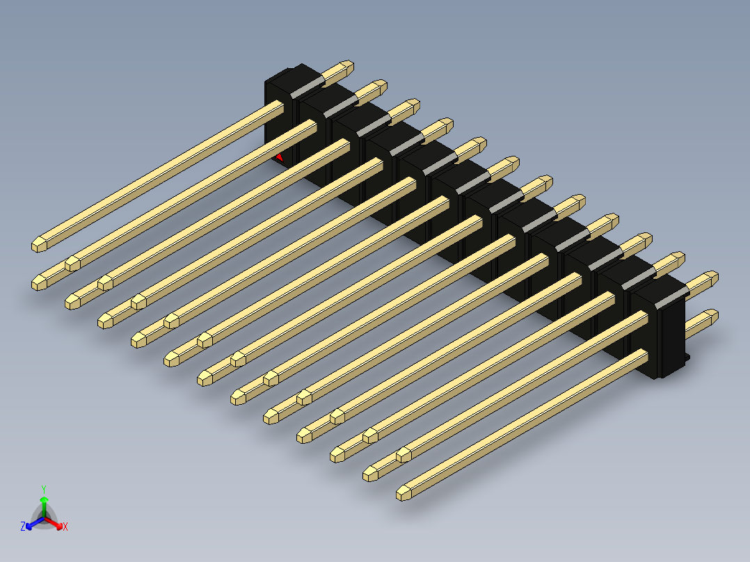 彩色公头100mil（2.54mm）系列-DS1021_black_2x12p_100mil_Type19_rev1.0主视图