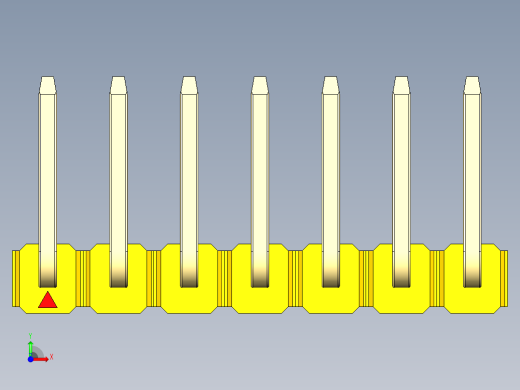 彩色公排针 100mil 2.54mm 系列-DS1022_yellow_07p_100mil_TypeU_rev1.0前视缩略图