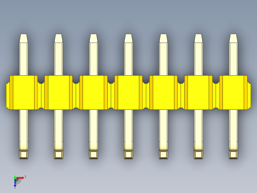 彩色公排针 100mil 2.54mm 系列-DS1022_yellow_07p_100mil_TypeU_rev1.0俯视缩略图