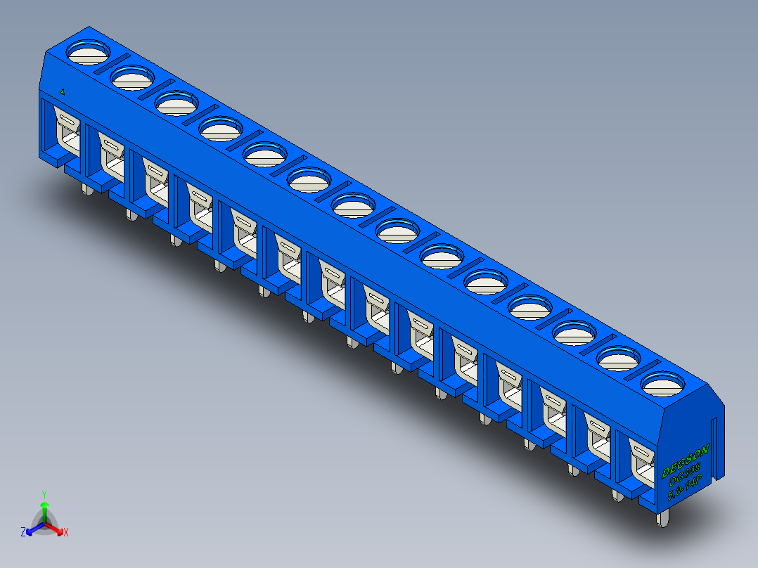 DEGSON DG306 系列 5.0 接线端子-DG306-5.0-14P-12-00AH正等轴测图