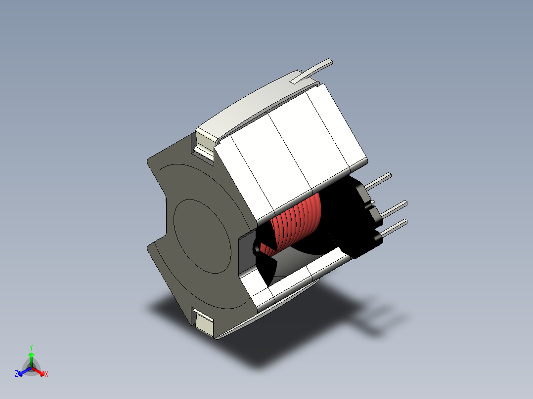 RM12核心和附件线圈架12针正等轴测图