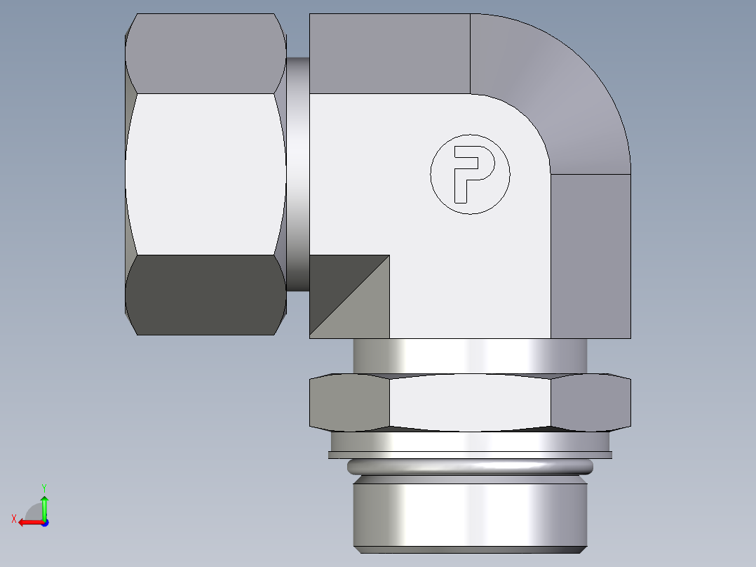 卡套式工业通用硬管接头EO_Adjustable_Locknut_elbow_WEE30SMORCF后视图