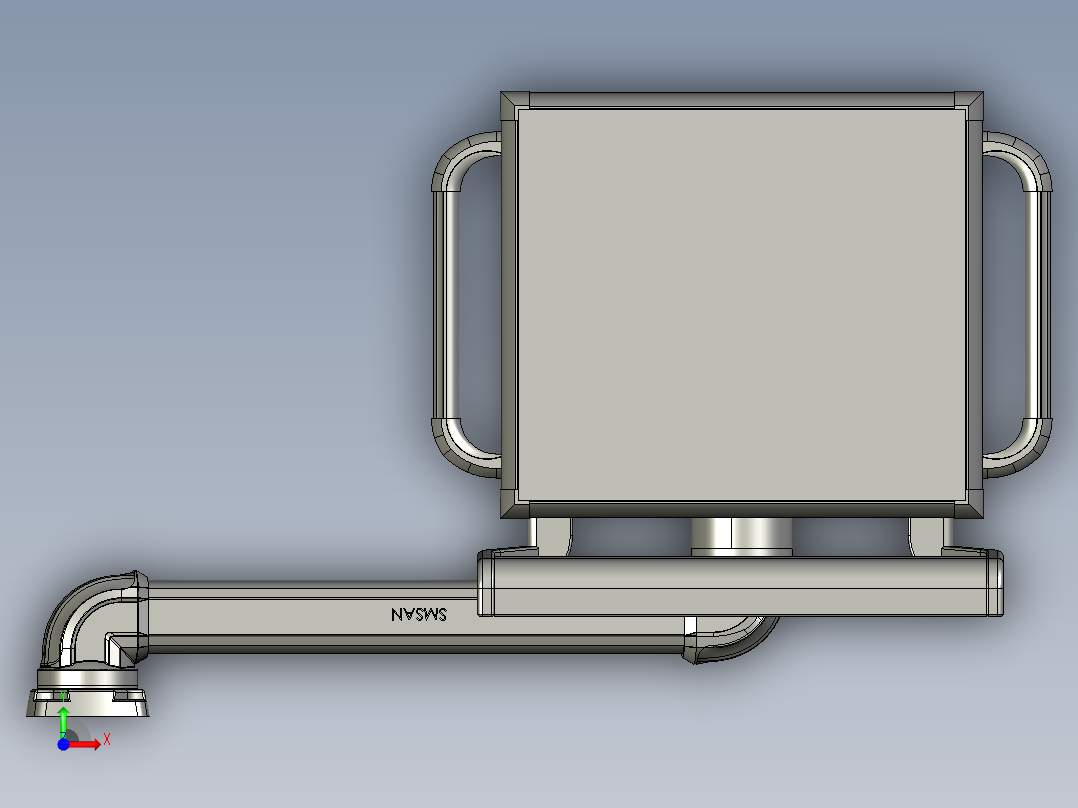 悬臂控制操控箱键盘支架-G1-顶座-90度箱体连接器-500前视图