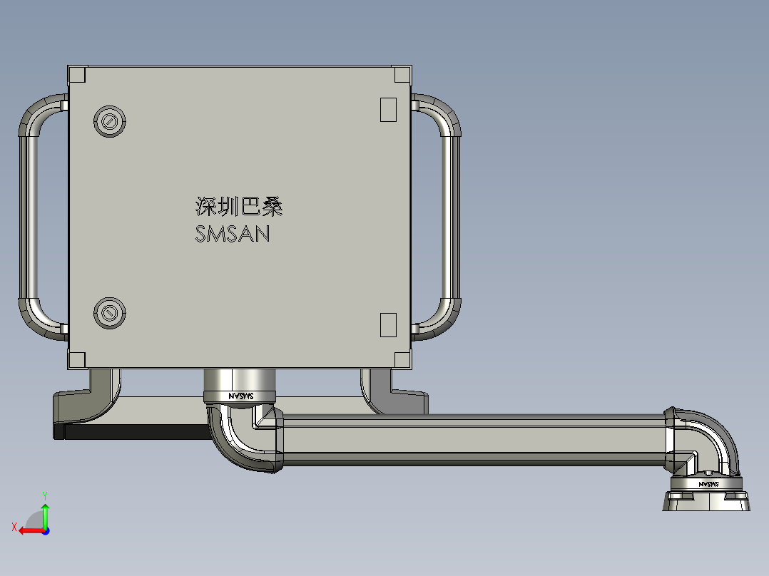 悬臂控制操控箱键盘支架-G1-顶座-90度箱体连接器-500后视图