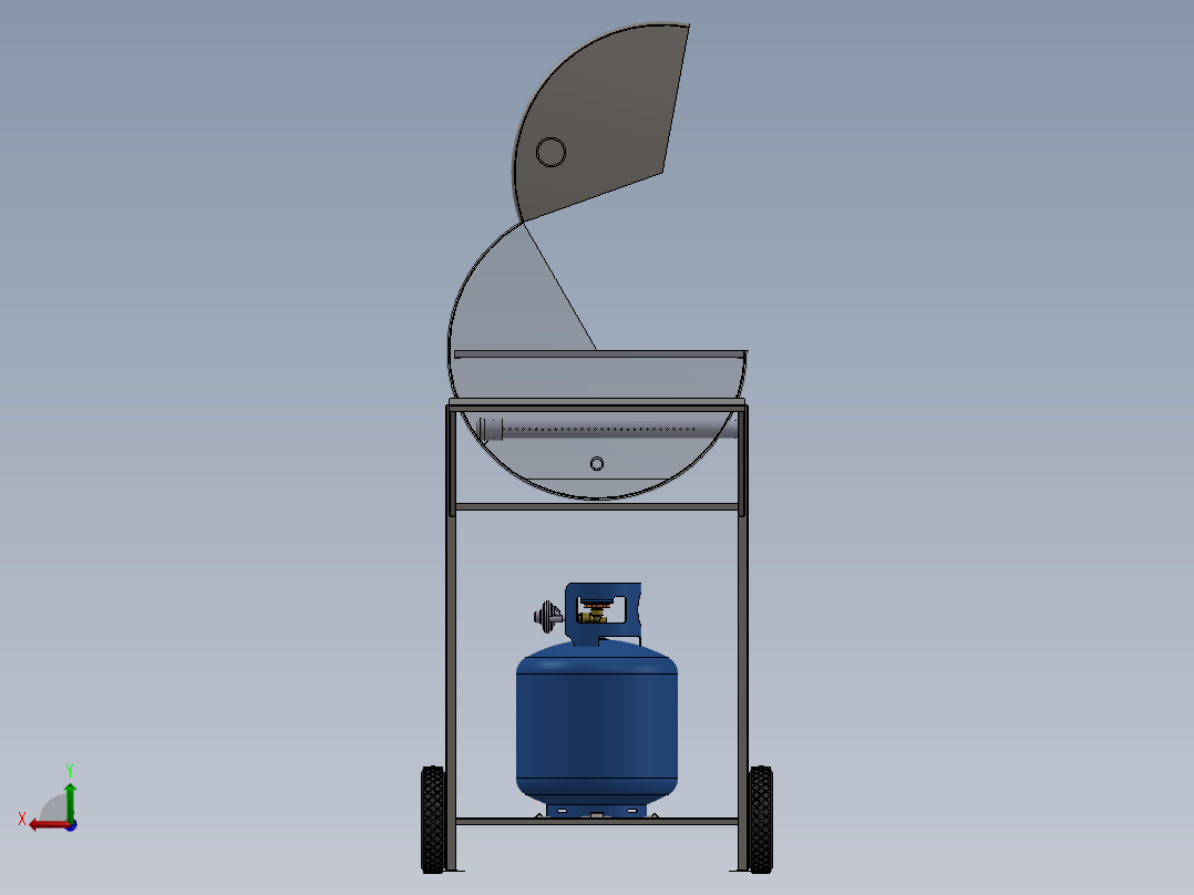 圆筒烧烤炉后视图
