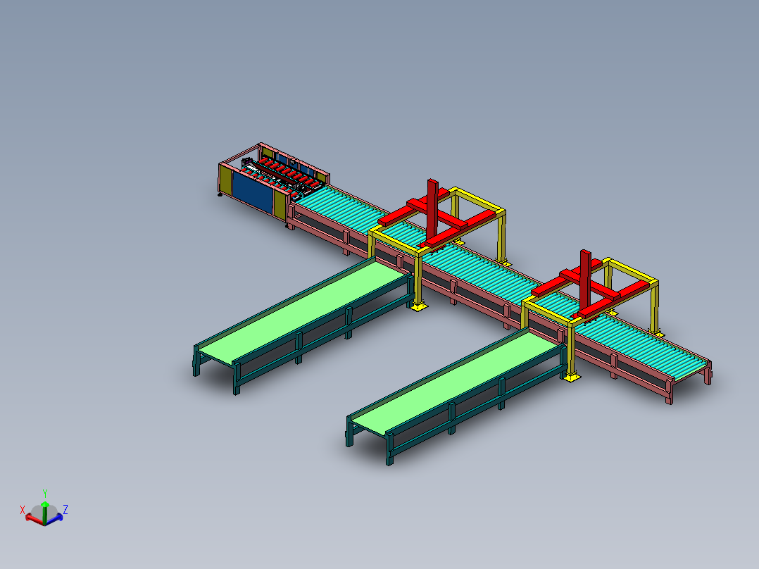 纸箱打包双组蓓链传送生产线sw17可编辑
