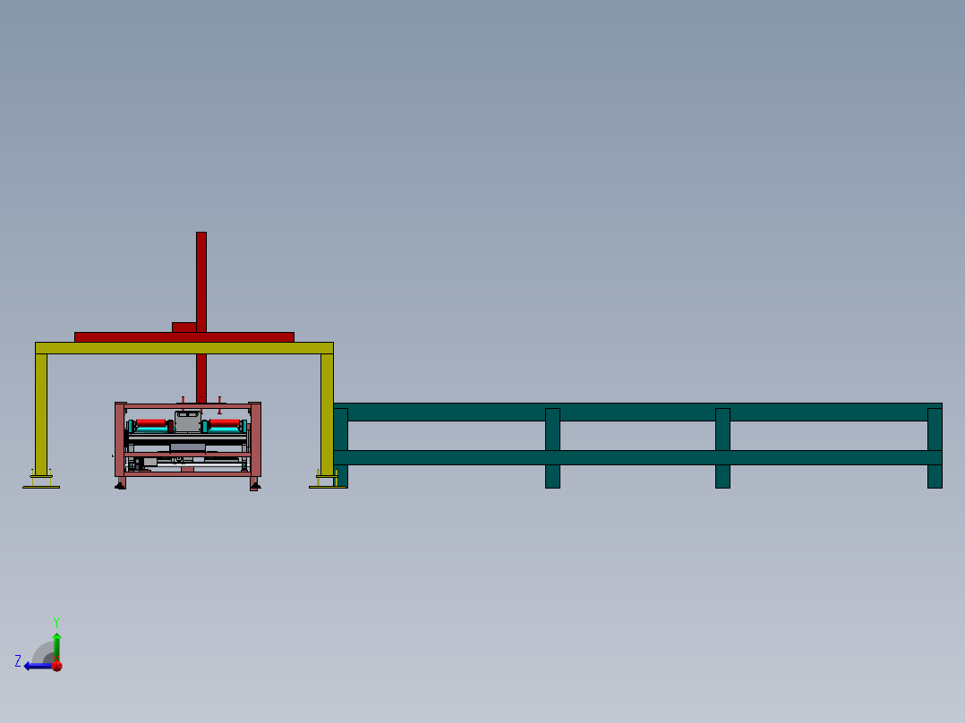 纸箱打包双组蓓链传送生产线sw17可编辑右视图