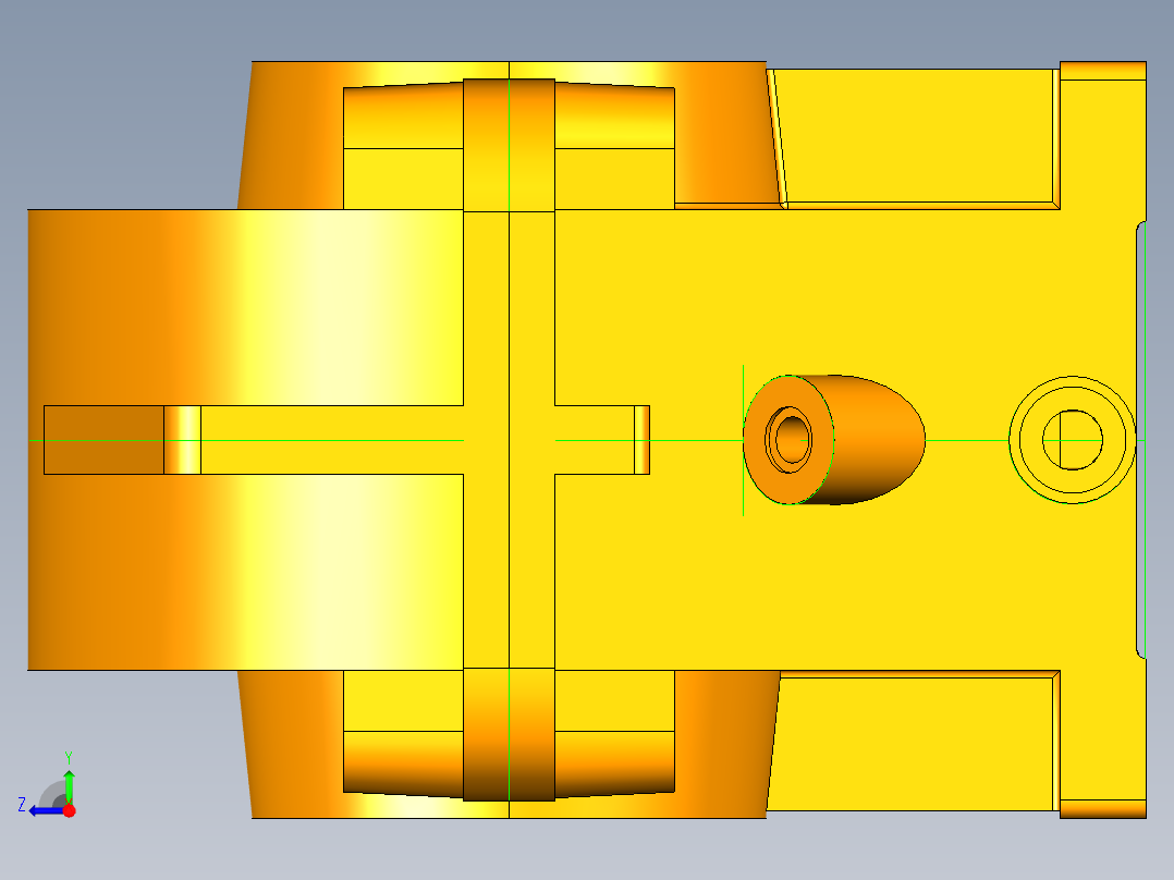 一级圆柱直尺齿轮减速器箱体右视图