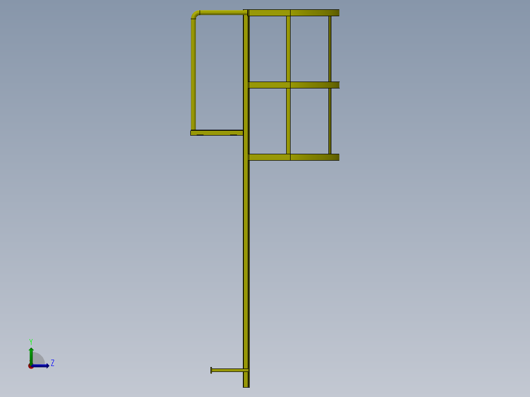 A0003873-带有平台和扶手的海员梯左视图