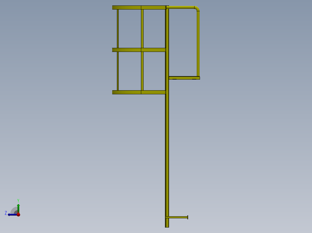 A0003873-带有平台和扶手的海员梯右视图