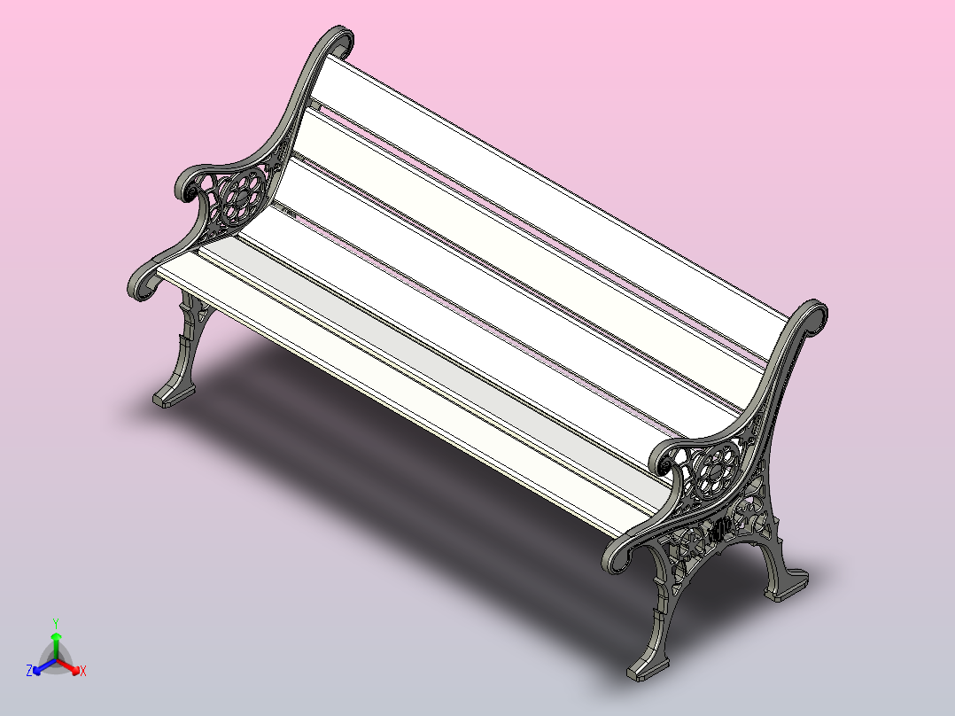 老式长凳公园主视图