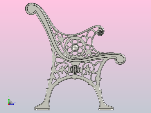 老式长凳公园左视缩略图