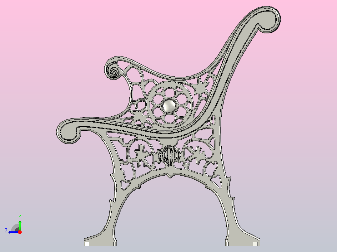 老式长凳公园右视图