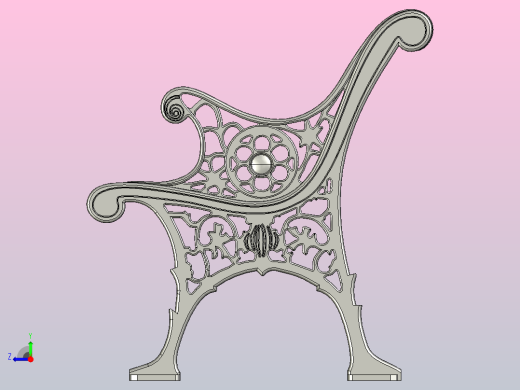 老式长凳公园右视缩略图
