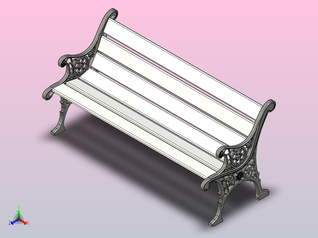 老式长凳公园正等轴测图