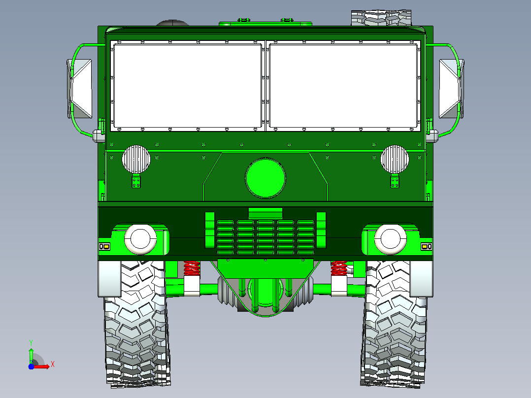 军用卡车CATIA V5 r21模型前视图