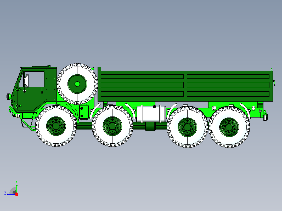 军用卡车CATIA V5 r21模型右视图
