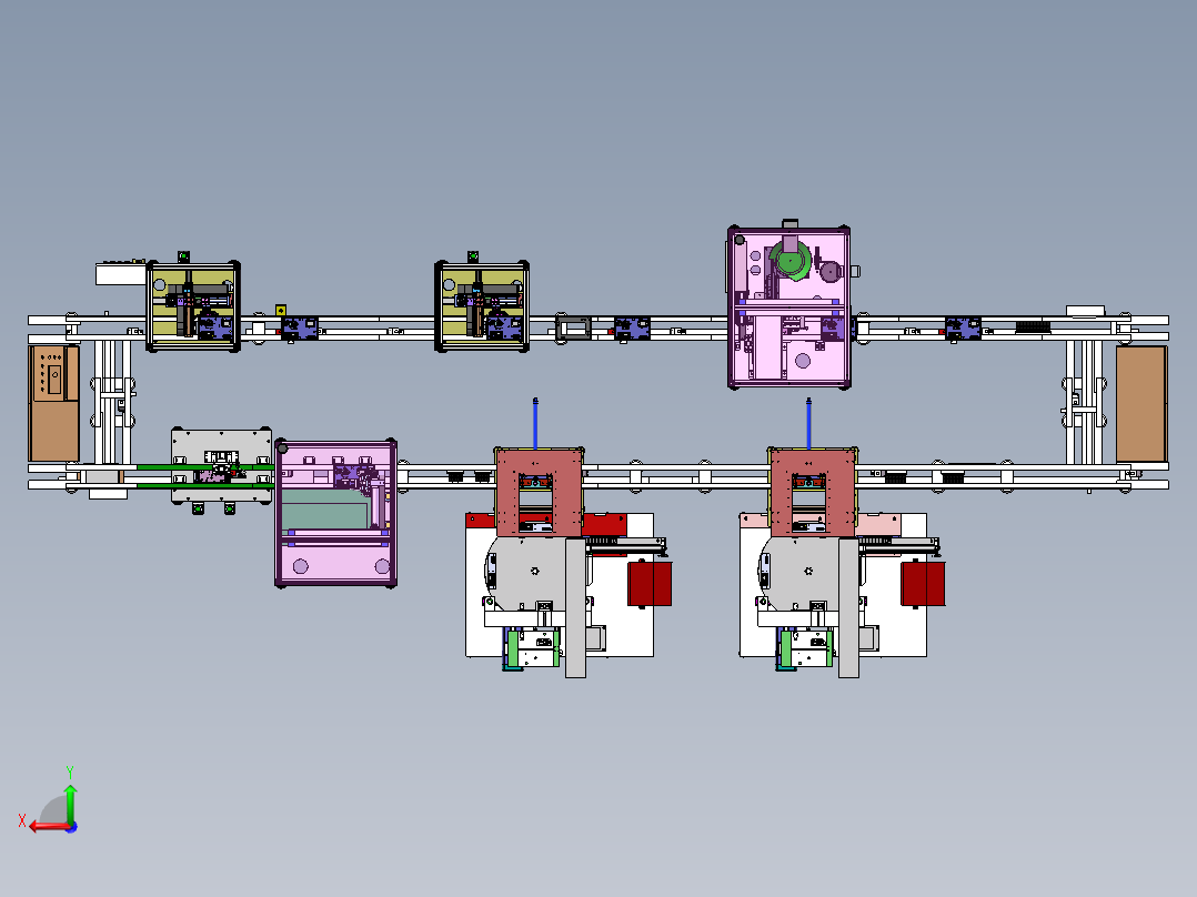 汽车门锁生产线后视图