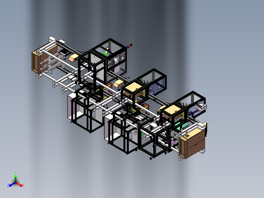 汽车门锁生产线正等轴测图