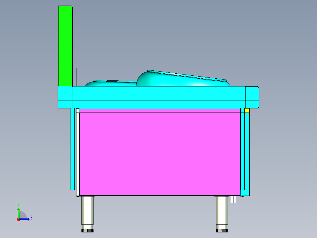 单头单尾厨具3D左视图