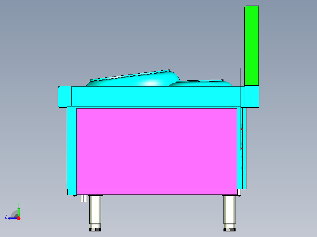 单头单尾厨具3D右视图