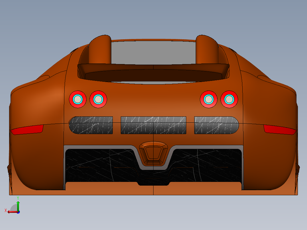 布加迪威龙的车后视图