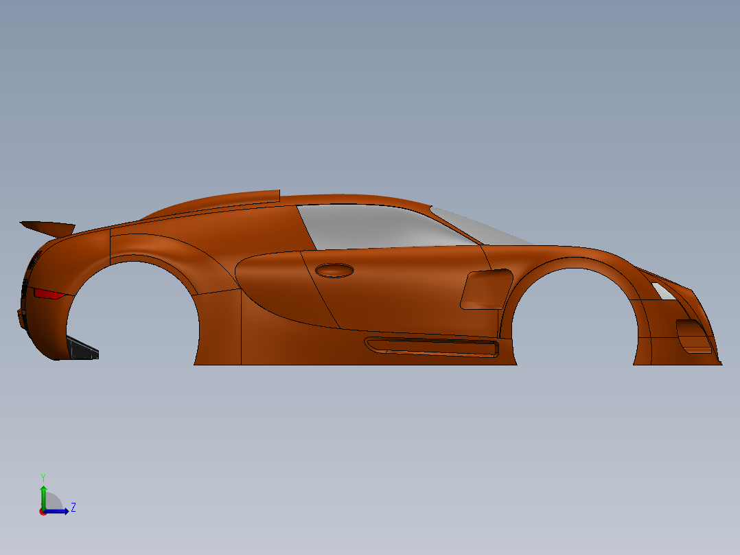 布加迪威龙的车左视图