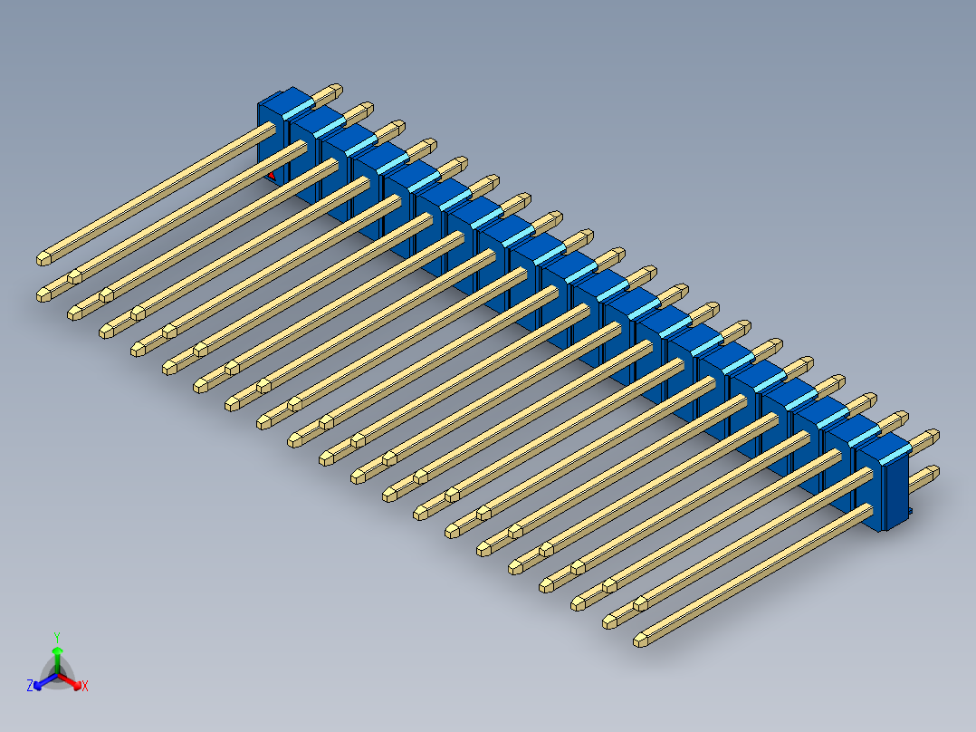彩色公头100mil（2.54mm）系列-DS1021_blue_2x20p_100mil_Type19_rev1.0主视图