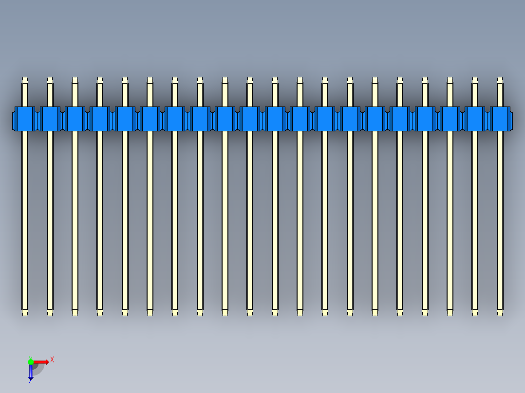 彩色公头100mil（2.54mm）系列-DS1021_blue_2x20p_100mil_Type19_rev1.0俯视图