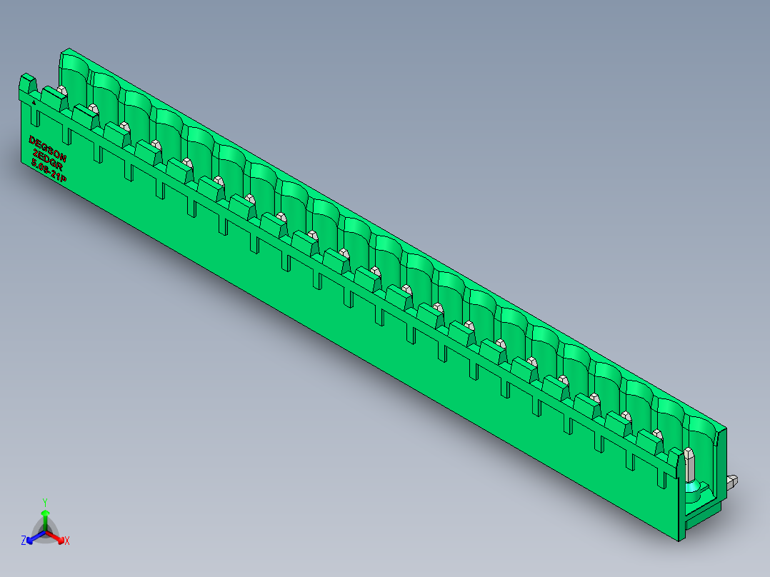 DEGSON 2EDG 系列 5.08mm 可插拔接线端子组-2EDGR-5.08-21P-14-00AH正等轴测图