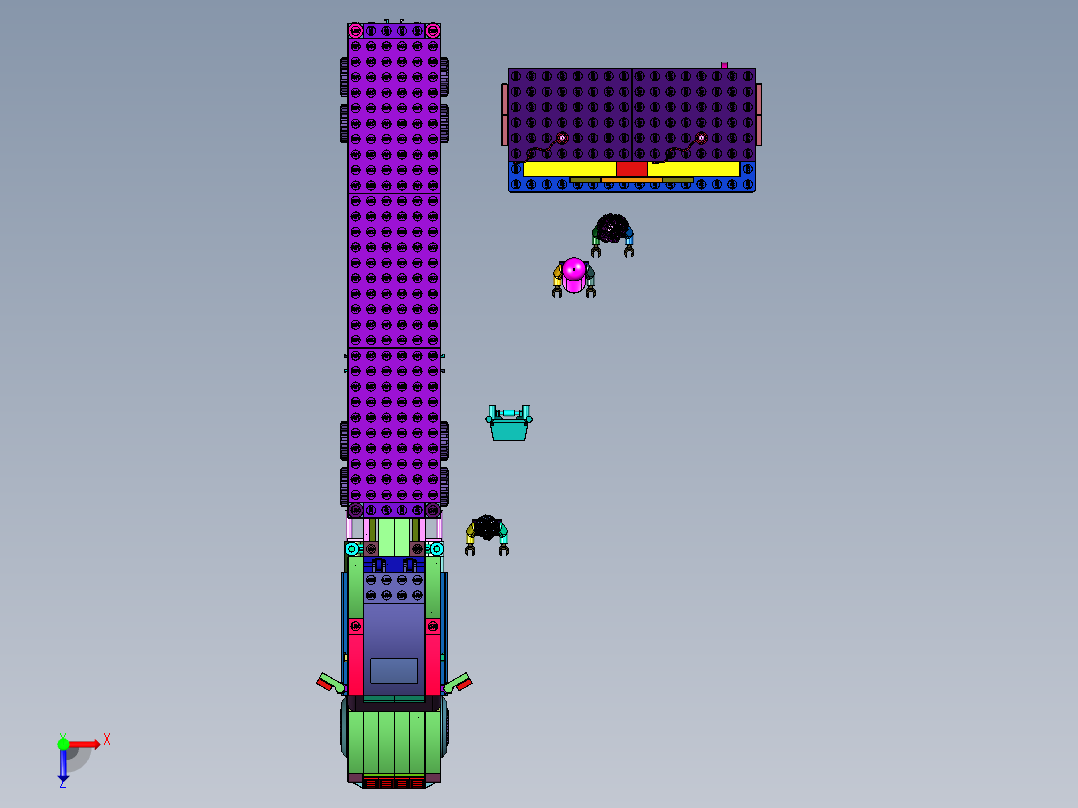 工程货柜集装箱大卡车积木俯视图
