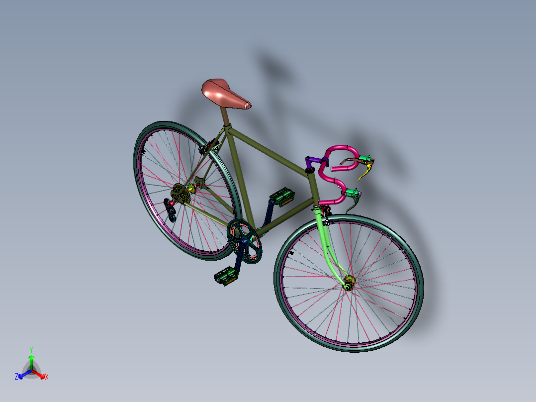 高强度钢框架曲柄变速自行车主视图