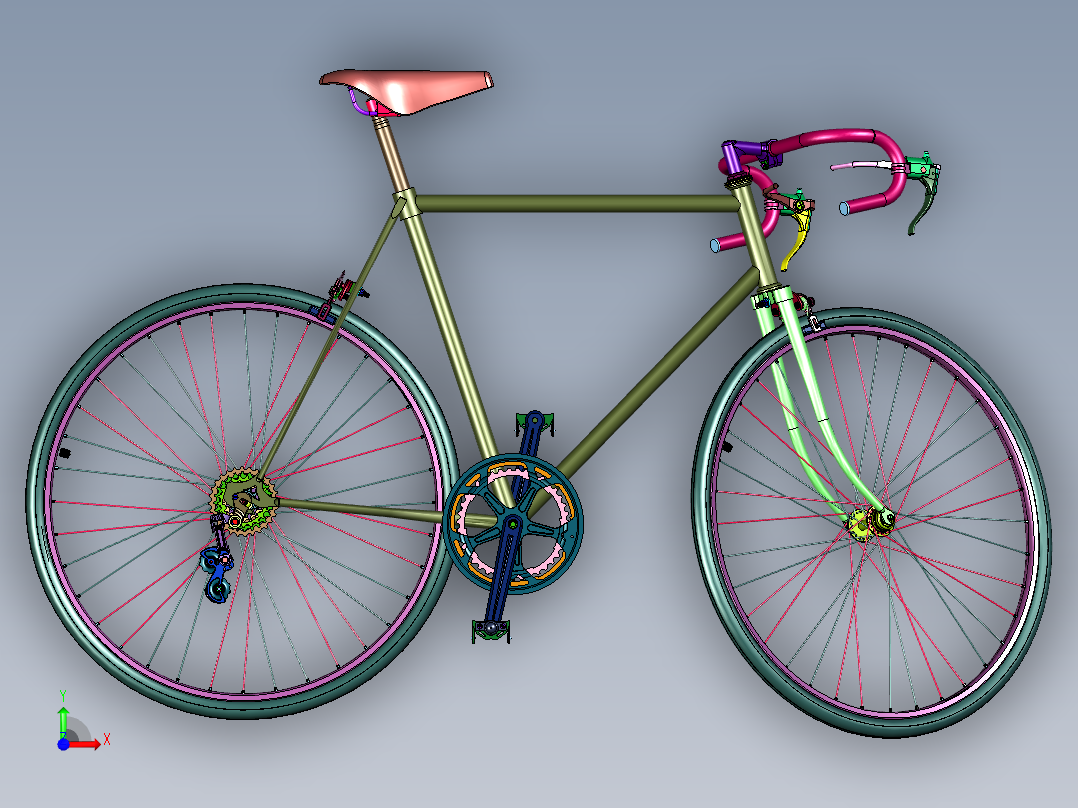 高强度钢框架曲柄变速自行车前视图