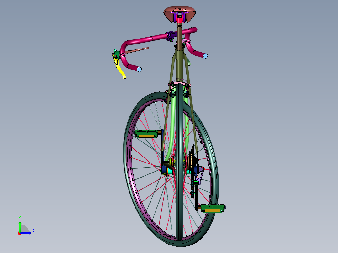 高强度钢框架曲柄变速自行车左视图