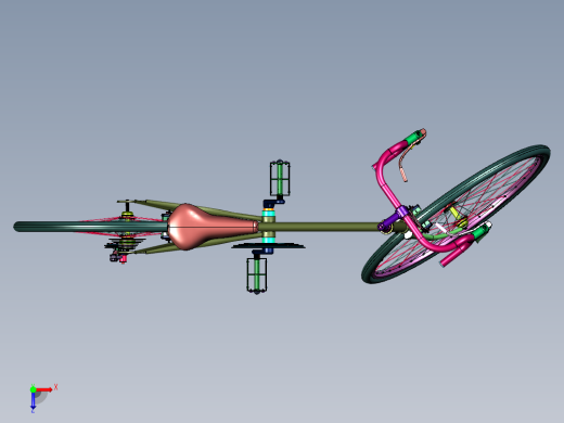 高强度钢框架曲柄变速自行车俯视缩略图