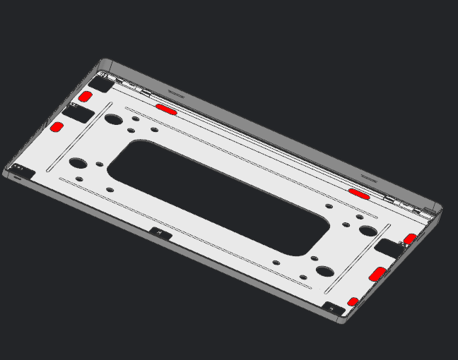 大尺寸电脑中框铣避位+阳极挂点结构CNC编程程序模型