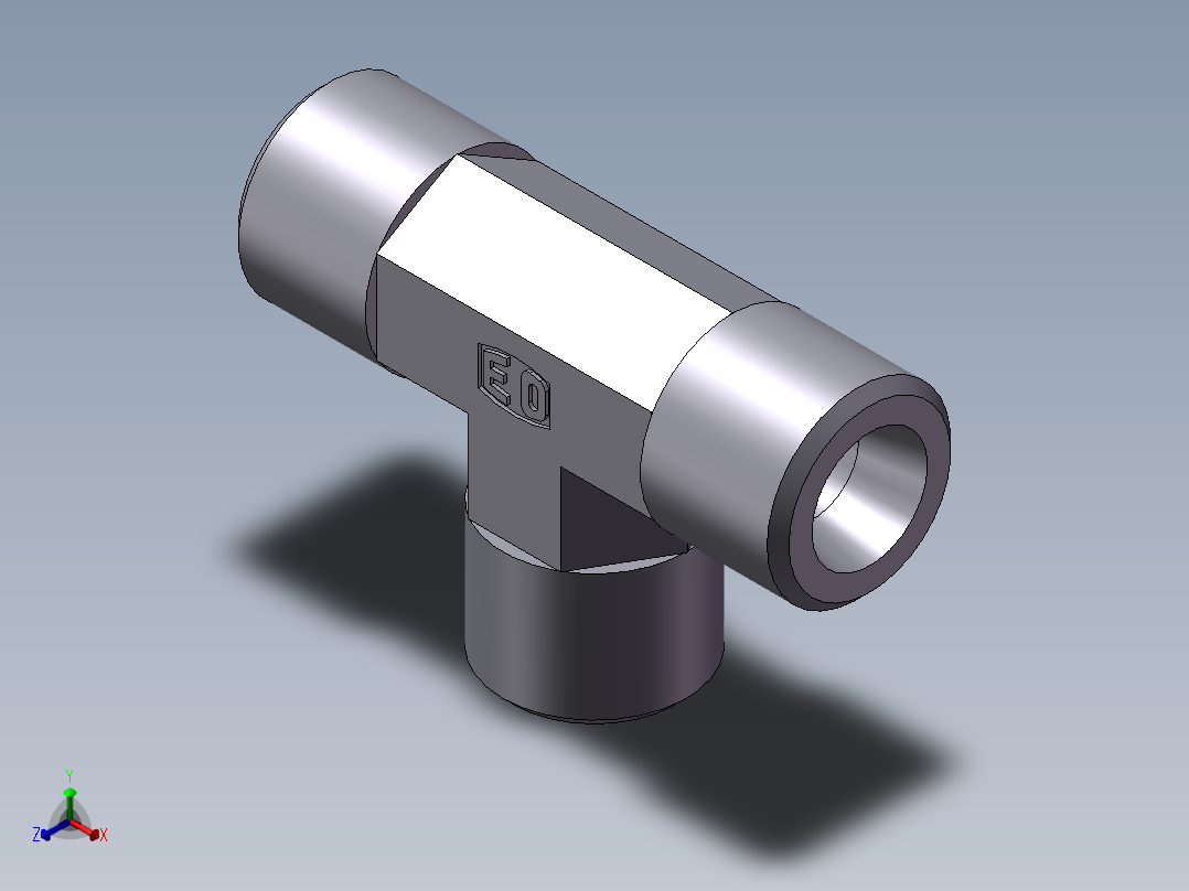 AC+AD 三通接头 T、AD-16正等轴测图