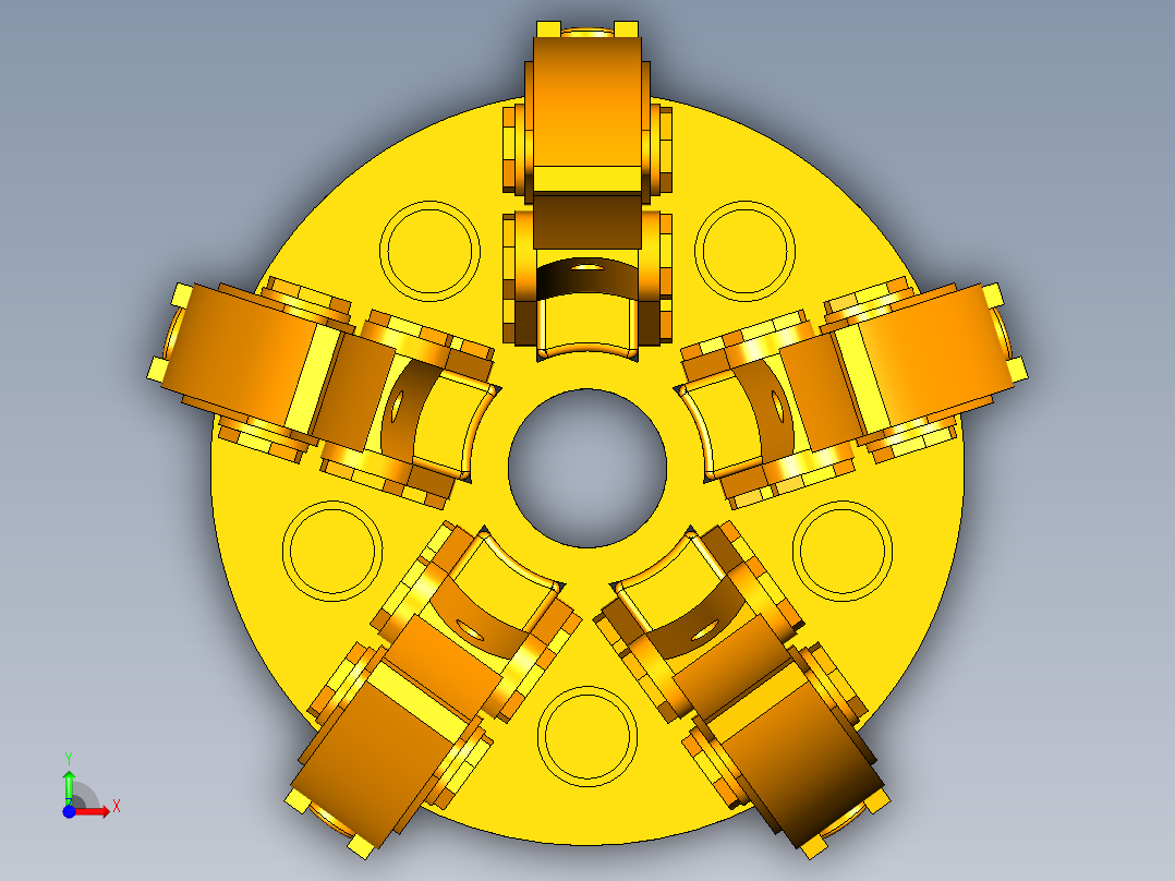 五爪夹持机构运动前视图