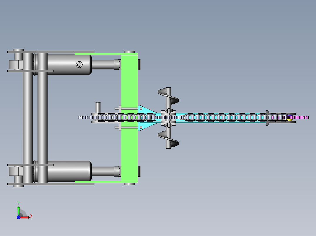 链式开沟机设计【全】（含三维SW模型+CAD图纸+说明书）前视图