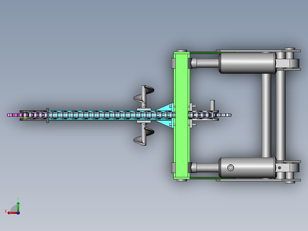 链式开沟机设计【全】（含三维SW模型+CAD图纸+说明书）后视图